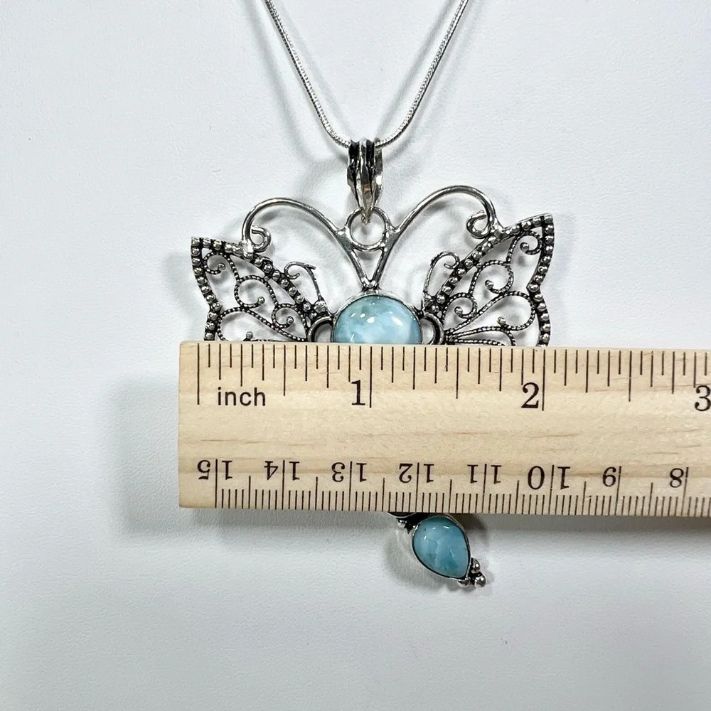 Larimar Large 925 🦋 Butterly Pendant - Picture 4 of 5